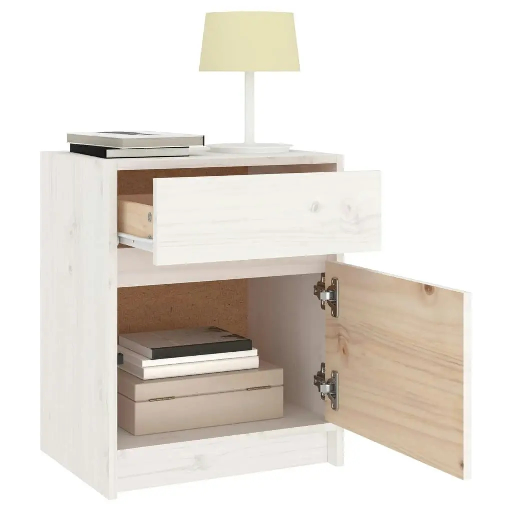 Bedside Cabinet White 40x31x50 cm Solid Pinewood 808125