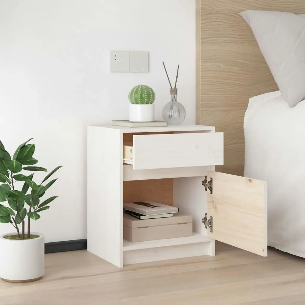 Bedside Cabinet White 40x31x50 cm Solid Pinewood 808125