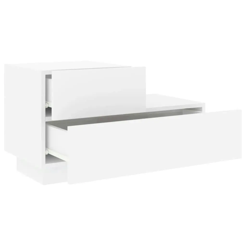 Bedside Cabinet with LED Lights White 70x36x40.5 cm 836777