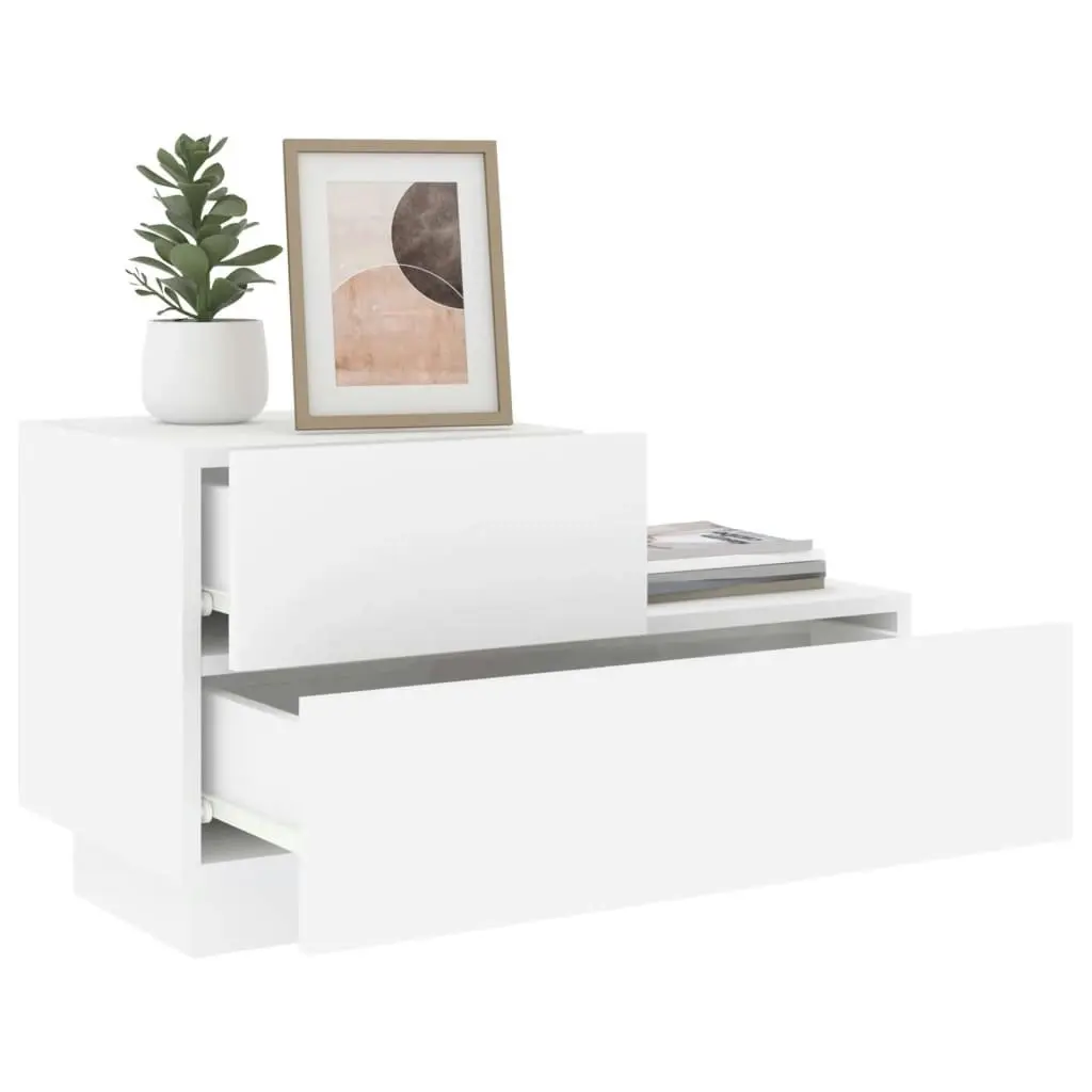 Bedside Cabinet with LED Lights White 70x36x40.5 cm 836777