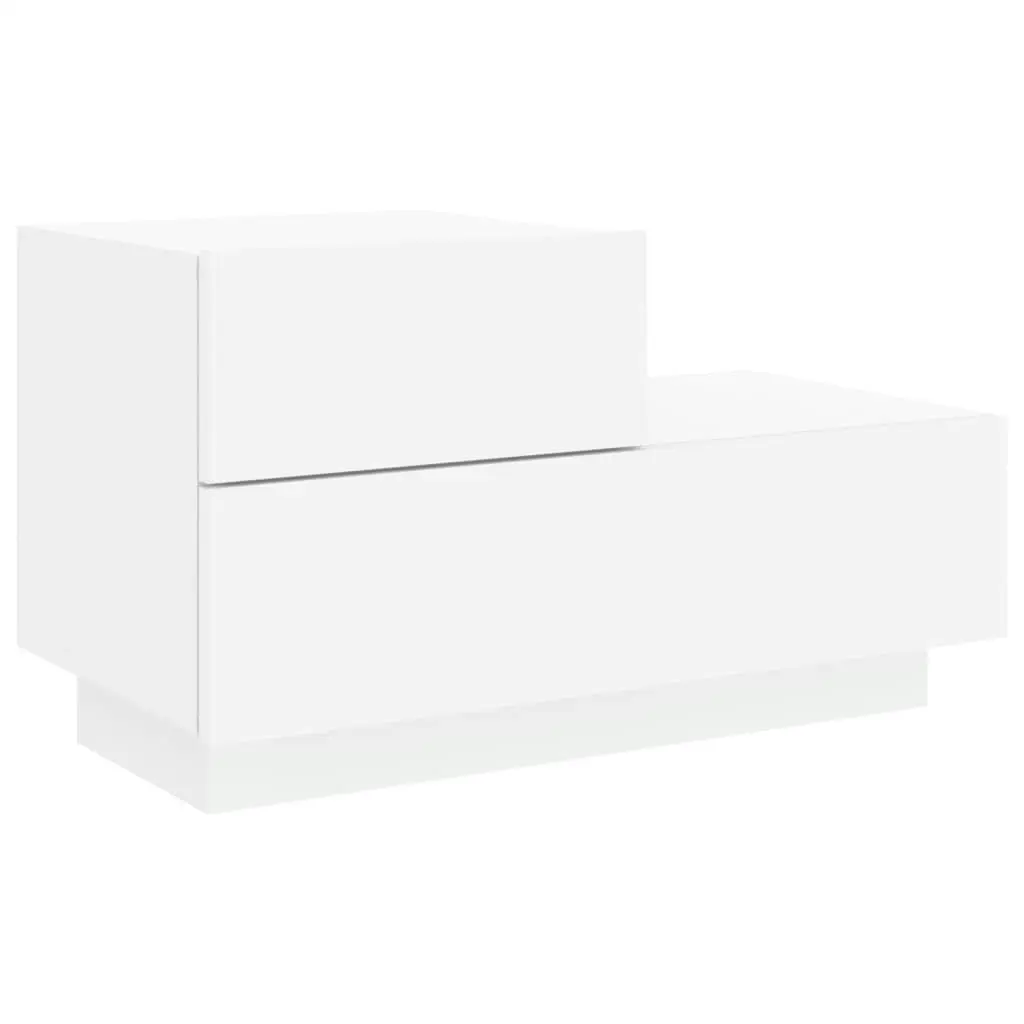 Bedside Cabinet with LED Lights White 70x36x40.5 cm 836777