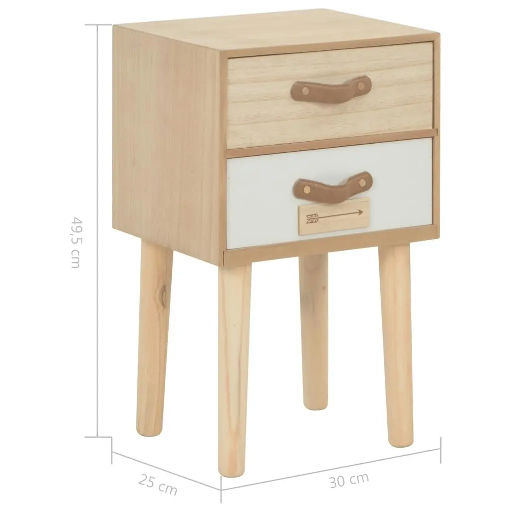 Bedside Cabinet with 2 Drawers 30x25x49.5 cm Solid Pinewood 247388