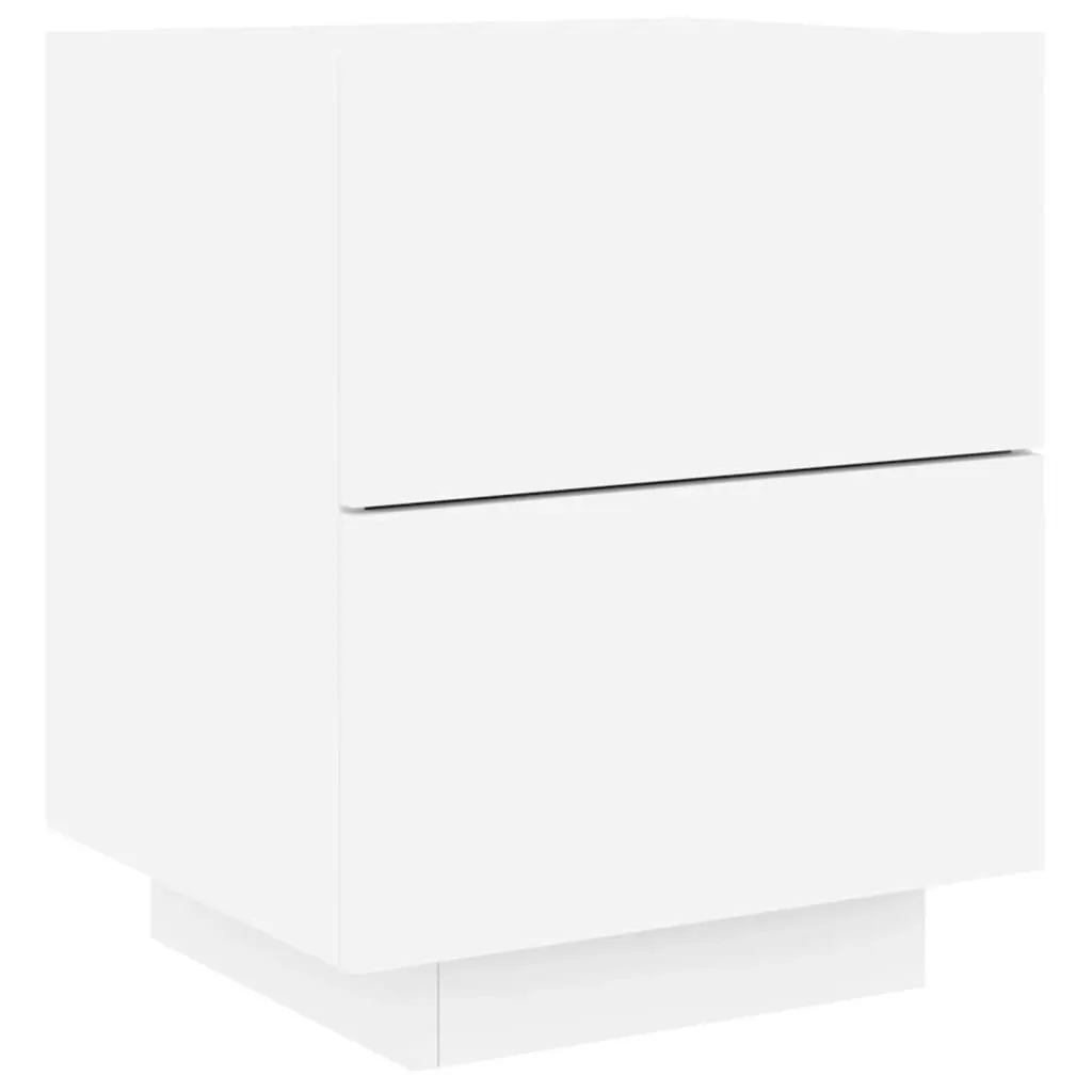 Bedside Cabinet with LED Lights White Engineered Wood 836735