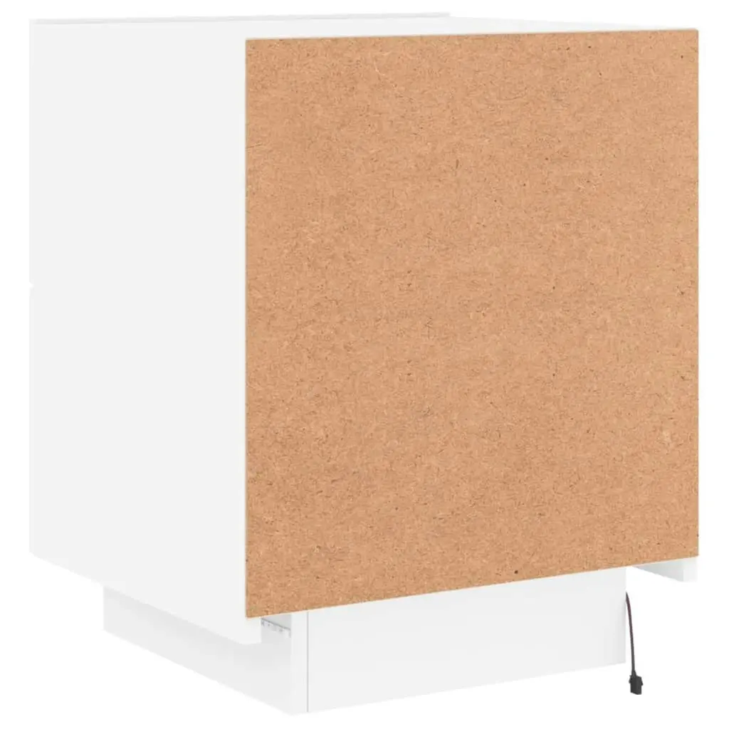 Bedside Cabinet with LED Lights White Engineered Wood 836735