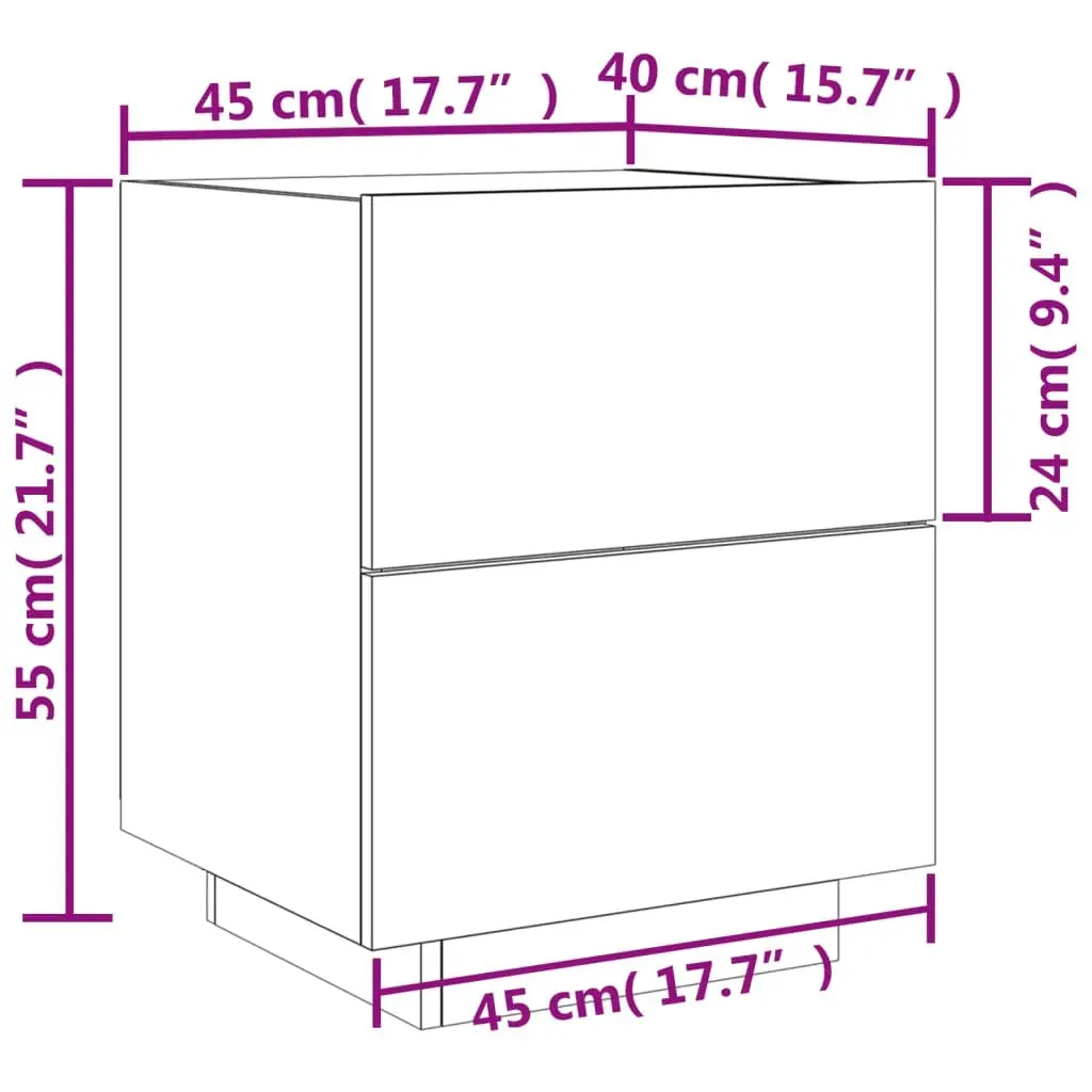 Bedside Cabinet with LED Lights White Engineered Wood 836735