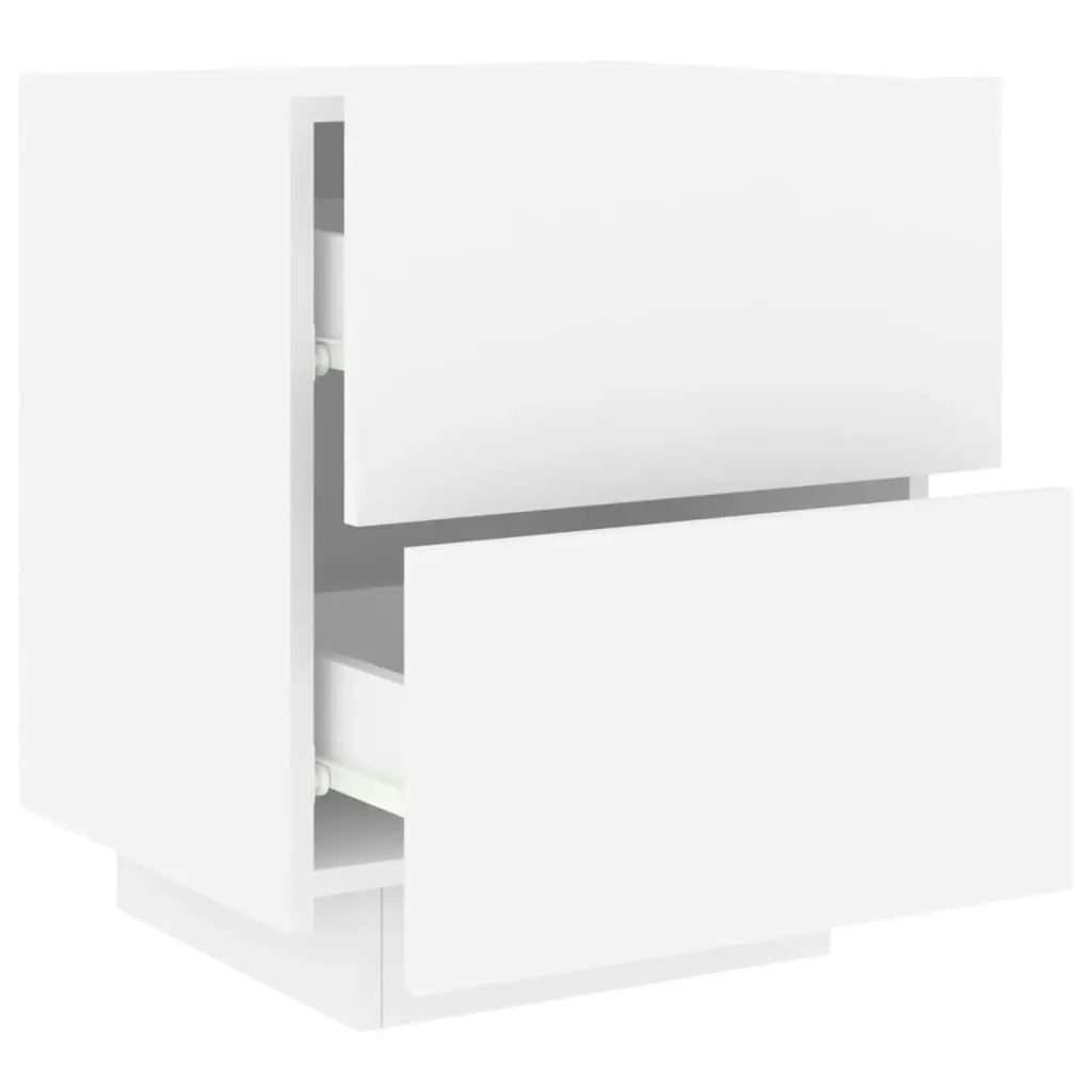 Bedside Cabinet with LED Lights White Engineered Wood 836735