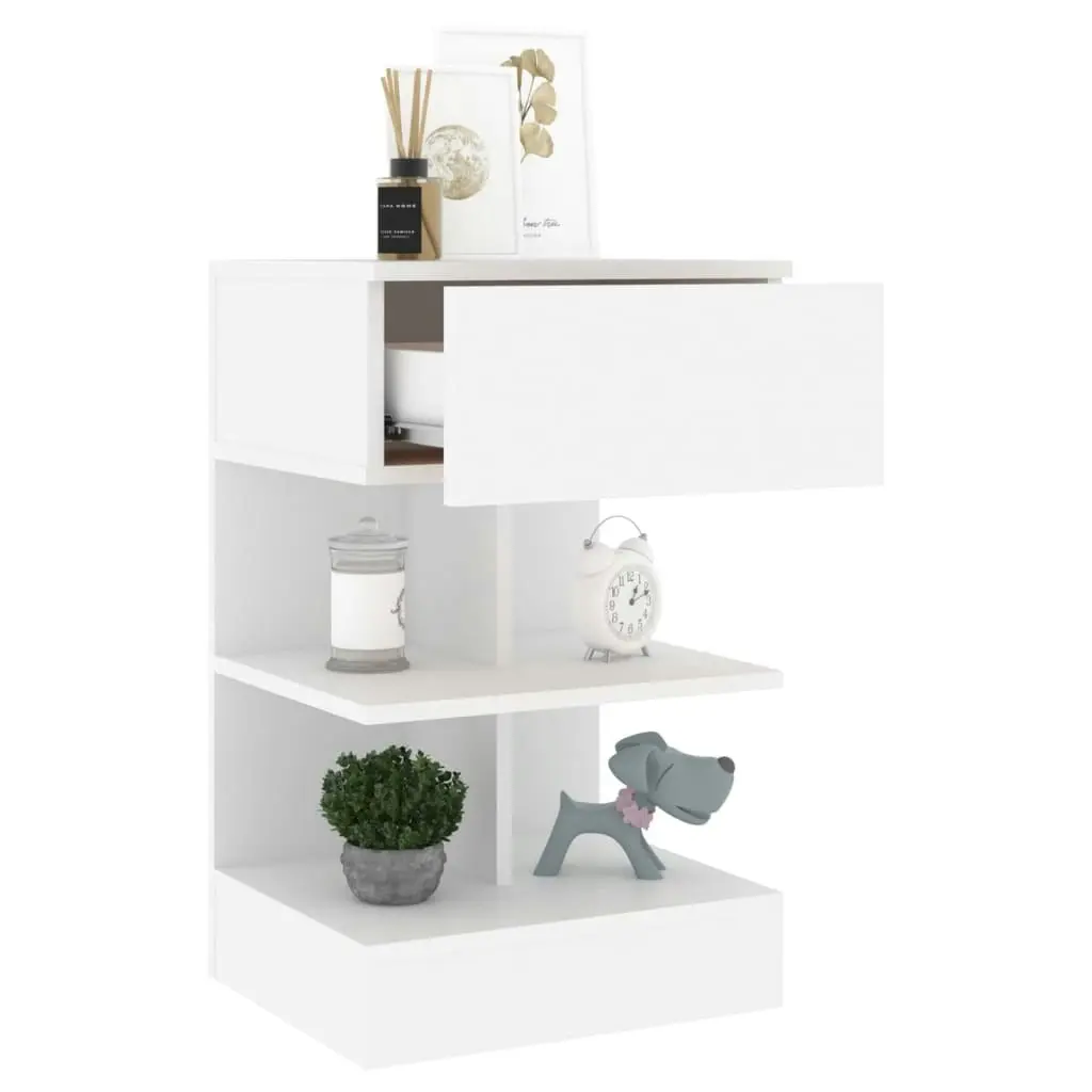 Bedside Cabinet White 40x35x65 cm Engineered Wood 808648