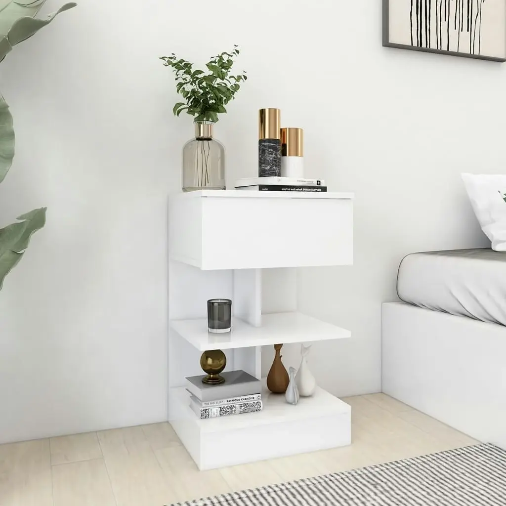 Bedside Cabinet White 40x35x65 cm Engineered Wood 808648