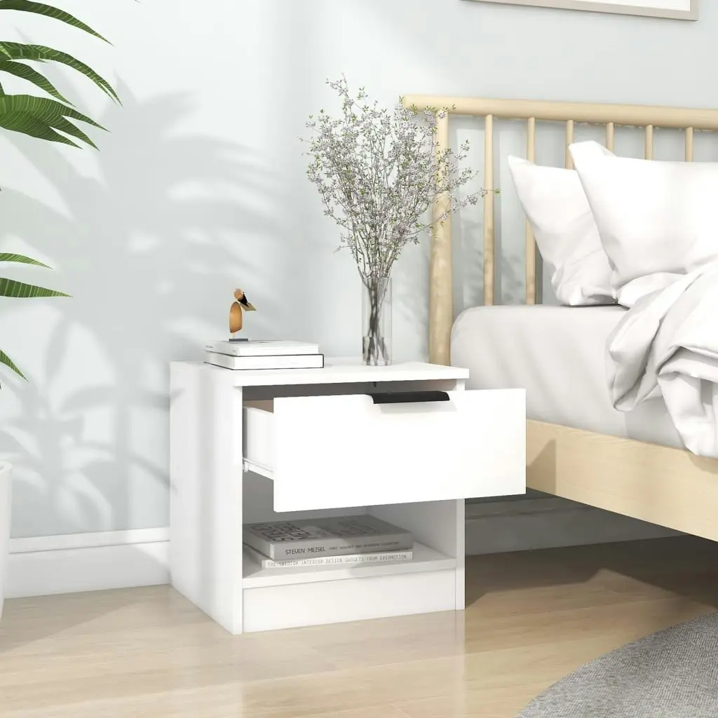 Bedside Cabinet White Engineered Wood 811250