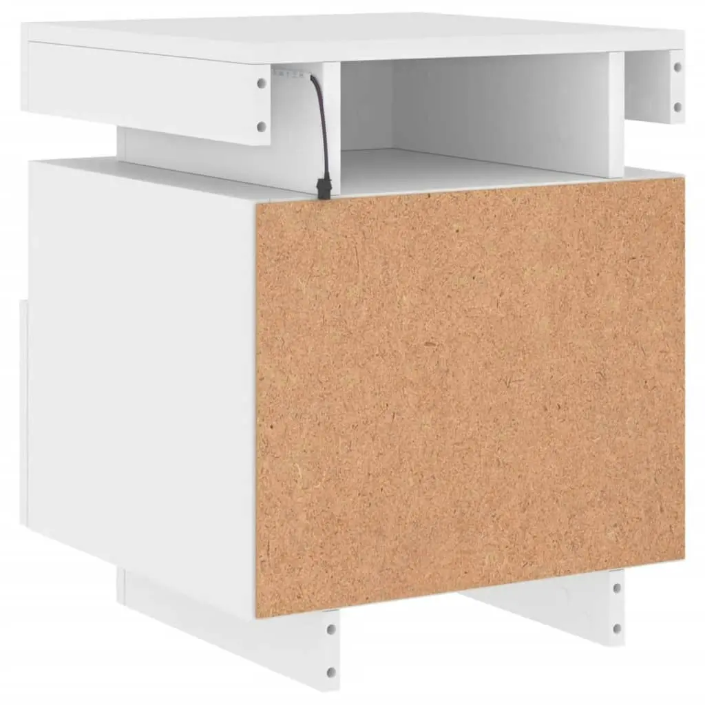 Bedside Cabinet with LED Lights White 40x39x48.5 cm 836784