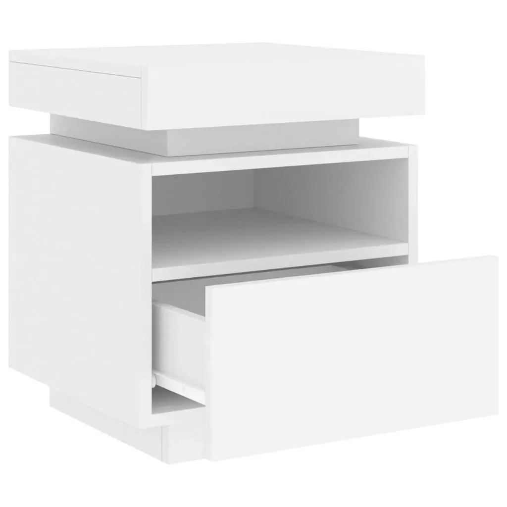 Bedside Cabinet with LED Lights White 40x39x48.5 cm 836784