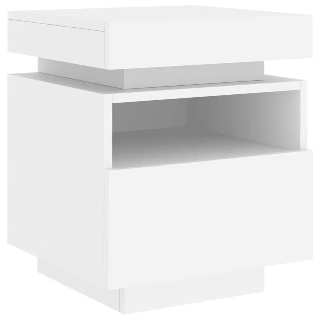 Bedside Cabinet with LED Lights White 40x39x48.5 cm 836784