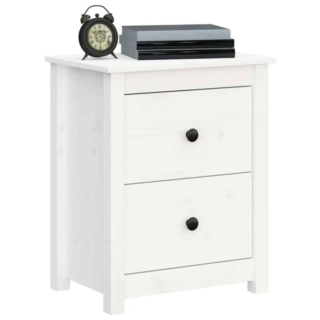 Bedside Cabinet White 50x35x61.5 cm Solid Wood Pine 813681