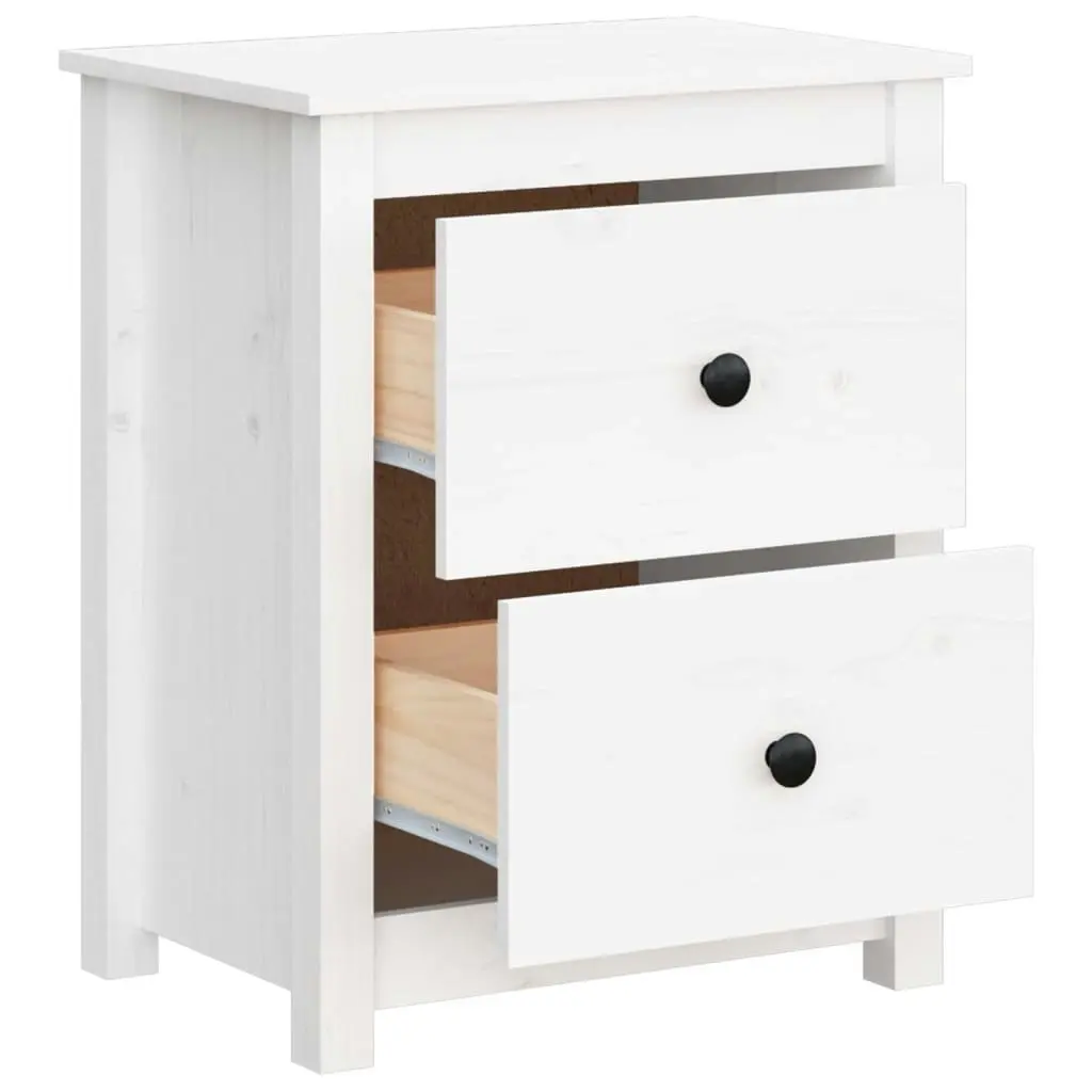 Bedside Cabinet White 50x35x61.5 cm Solid Wood Pine 813681