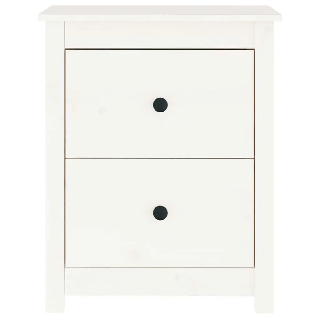 Bedside Cabinet White 50x35x61.5 cm Solid Wood Pine 813681