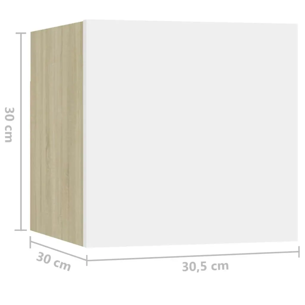 Bedside Cabinet White and Sonoma Oak 30.5x30x30 cm Engineered Wood 3079721