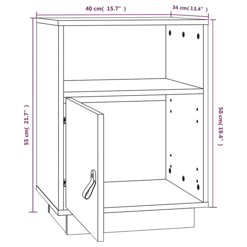 Bedside Cabinets 2 pcs 40x34x55 cm Solid Wood Pine 818316