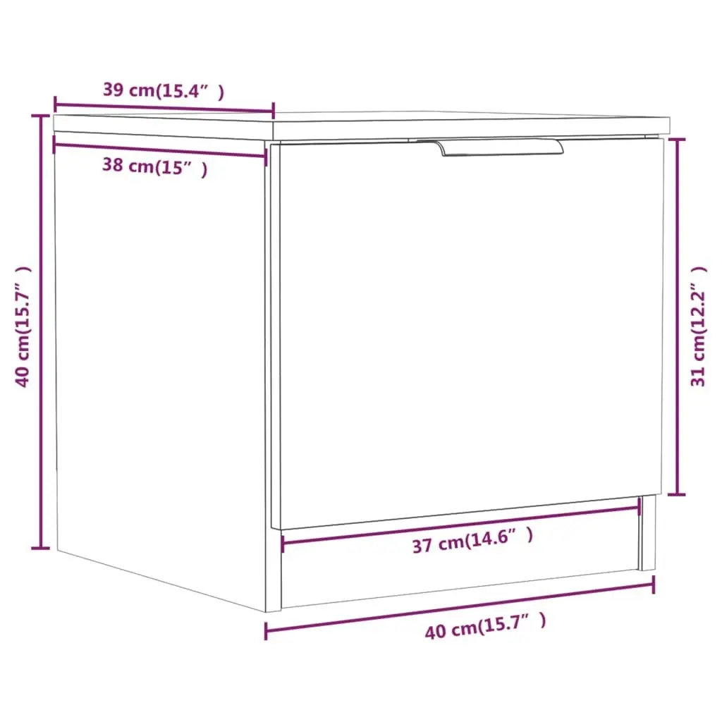 Bedside Cabinet White 40x39x40 cm 811196