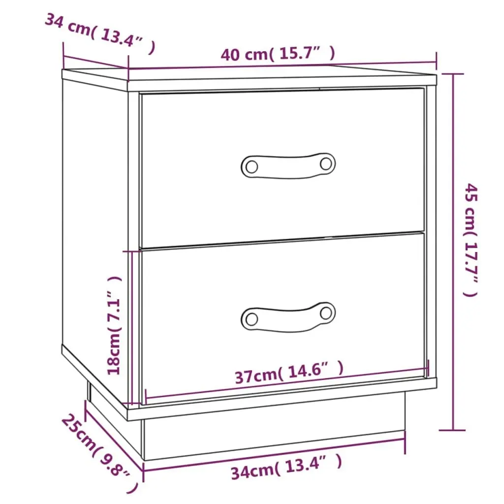 Bedside Cabinets 2 pcs 40x34x45 cm Solid Wood Pine 818326