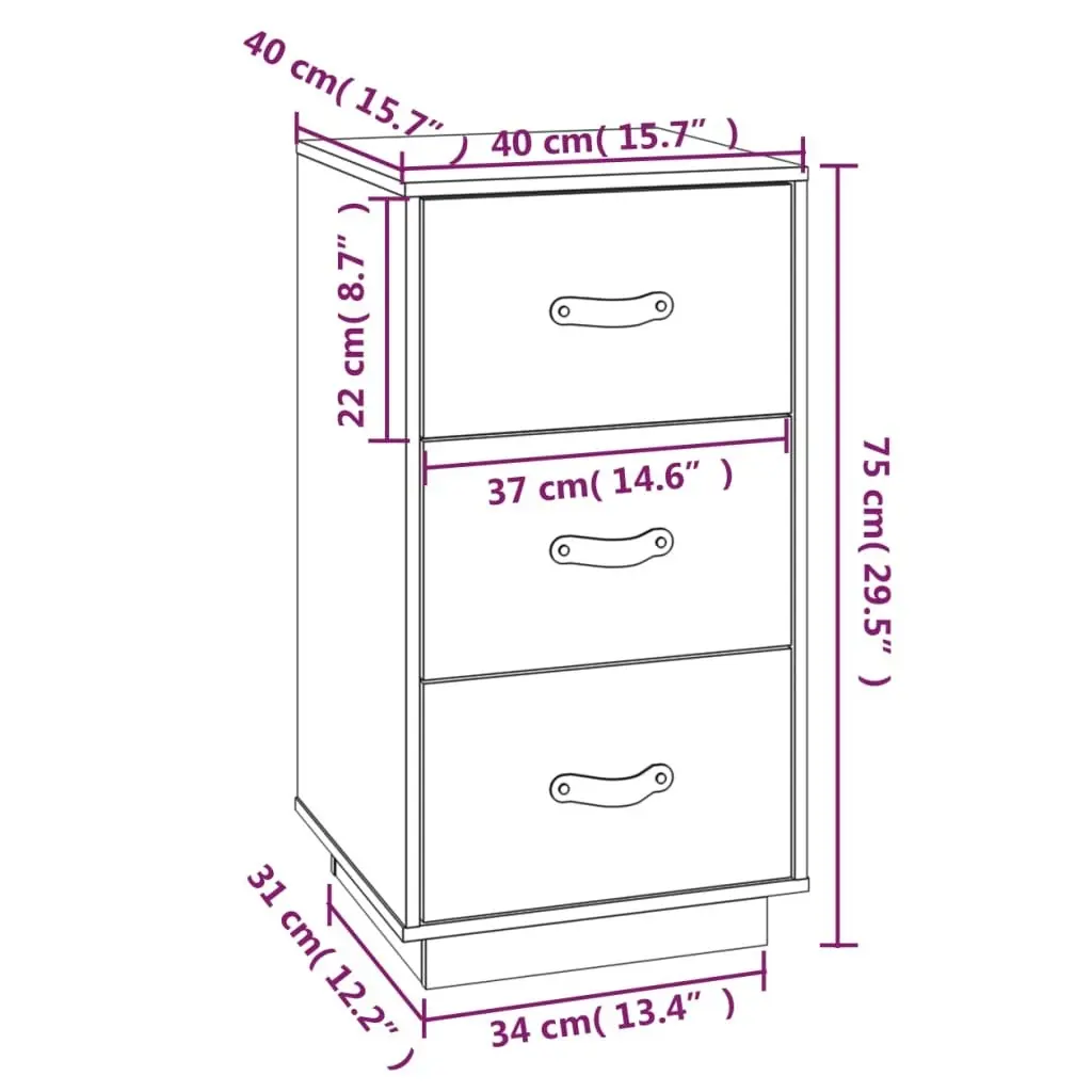 Bedside Cabinets 2 pcs 40x40x75 cm Solid Wood Pine 818336