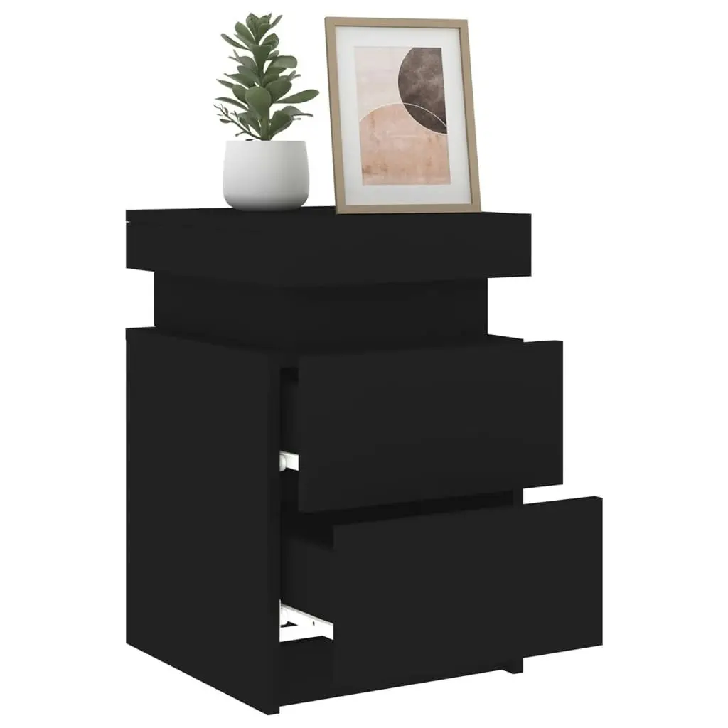 Bedside Cabinet with LED Lights Black 35x39x55 cm 836751