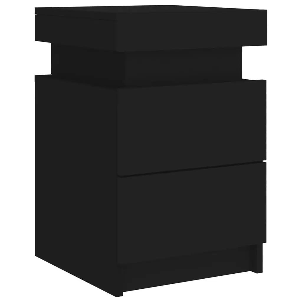 Bedside Cabinet with LED Lights Black 35x39x55 cm 836751