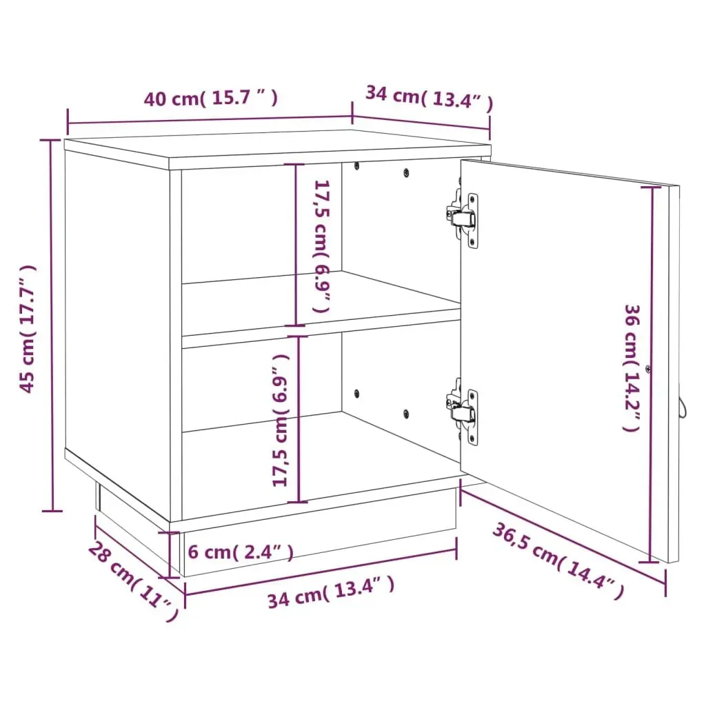 Bedside Cabinets 2 pcs 40x34x45 cm Solid Wood Pine 818276