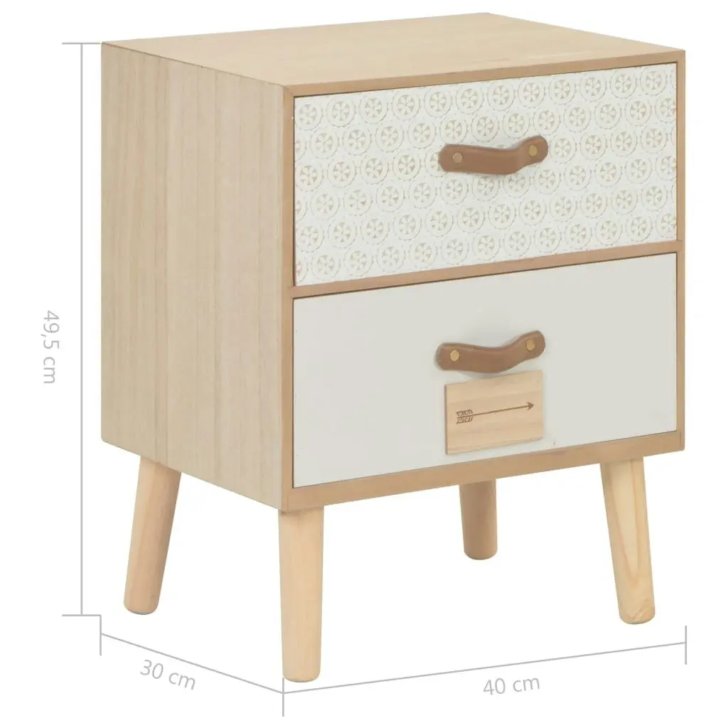 Bedside Cabinet with 2 Drawers 40x30x49.5 cm Solid Pinewood 247389