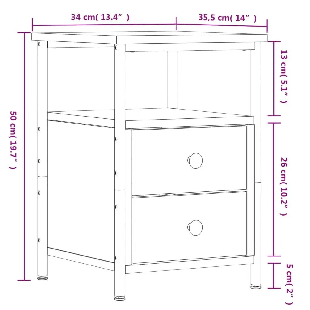 Bedside Cabinets 2 pcs Black 34x35.5x50 cm Engineered Wood 826014