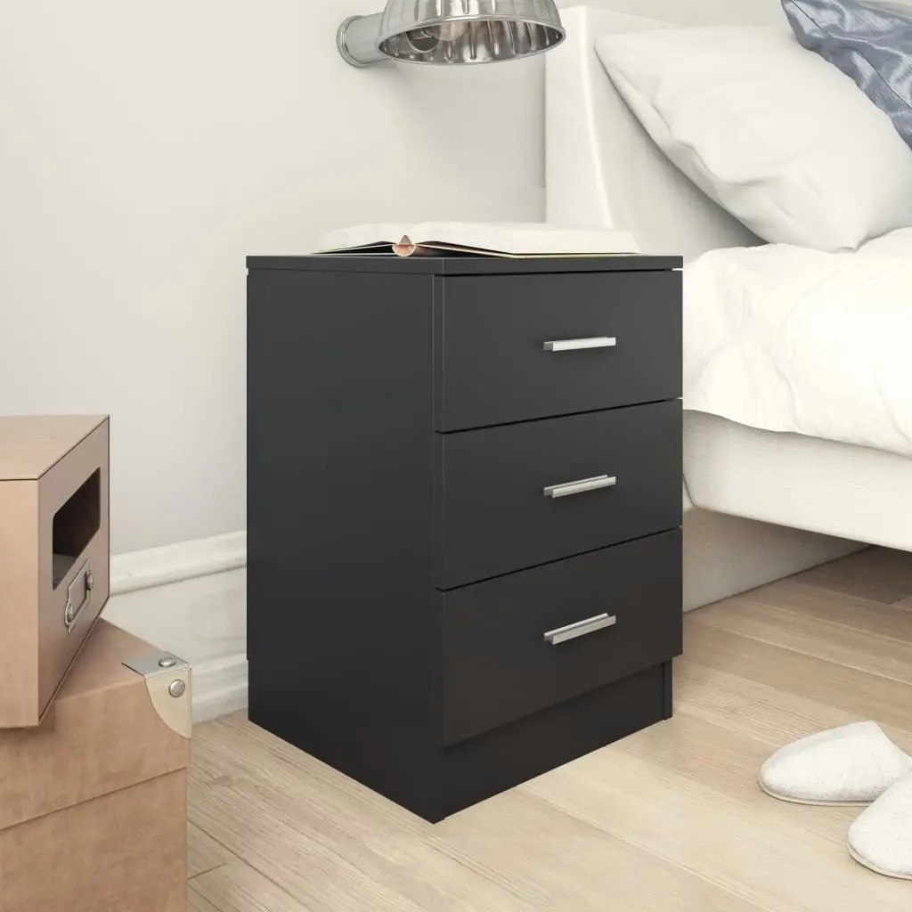 Bedside Cabinets 2 pcs Black 38x35x56 cm Engineered Wood 800453