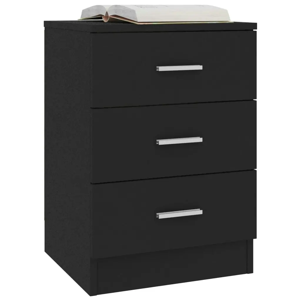 Bedside Cabinets 2 pcs Black 38x35x56 cm Engineered Wood 800453