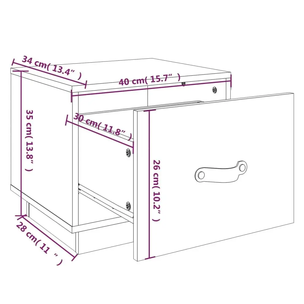 Bedside Cabinets 2 pcs 40x34x35 cm Solid Wood Pine 818286