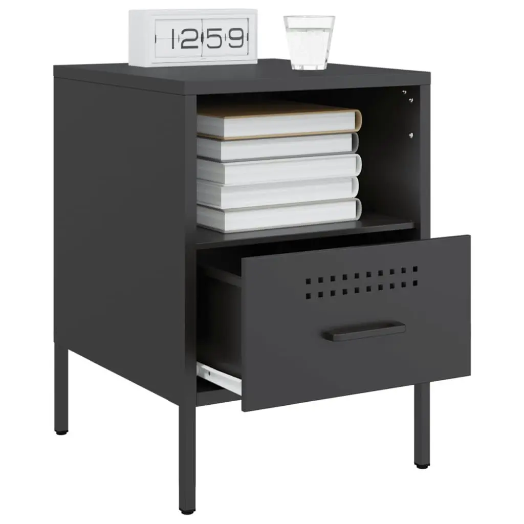 Bedside Cabinets 2 pcs Black 36x39x50.5 cm Steel 843055