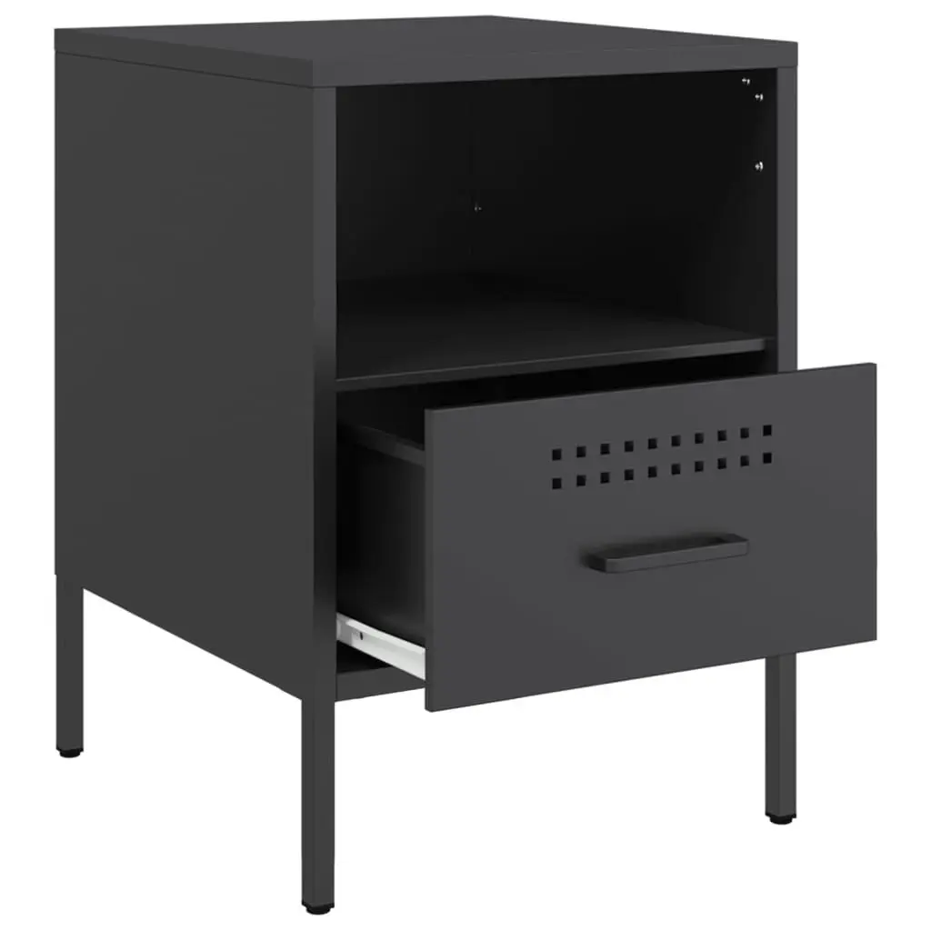 Bedside Cabinets 2 pcs Black 36x39x50.5 cm Steel 843055