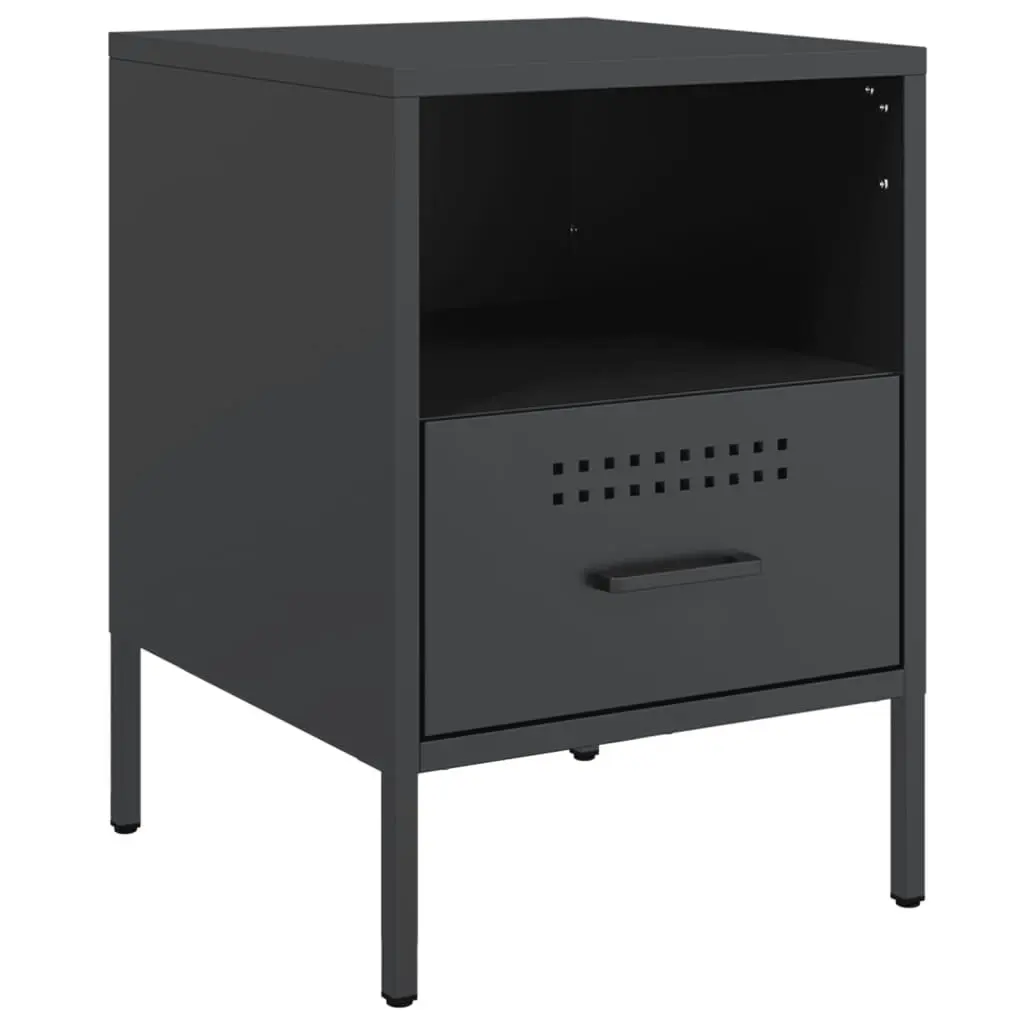 Bedside Cabinets 2 pcs Black 36x39x50.5 cm Steel 843055