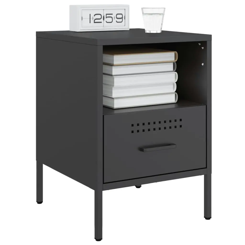 Bedside Cabinets 2 pcs Black 36x39x50.5 cm Steel 843055