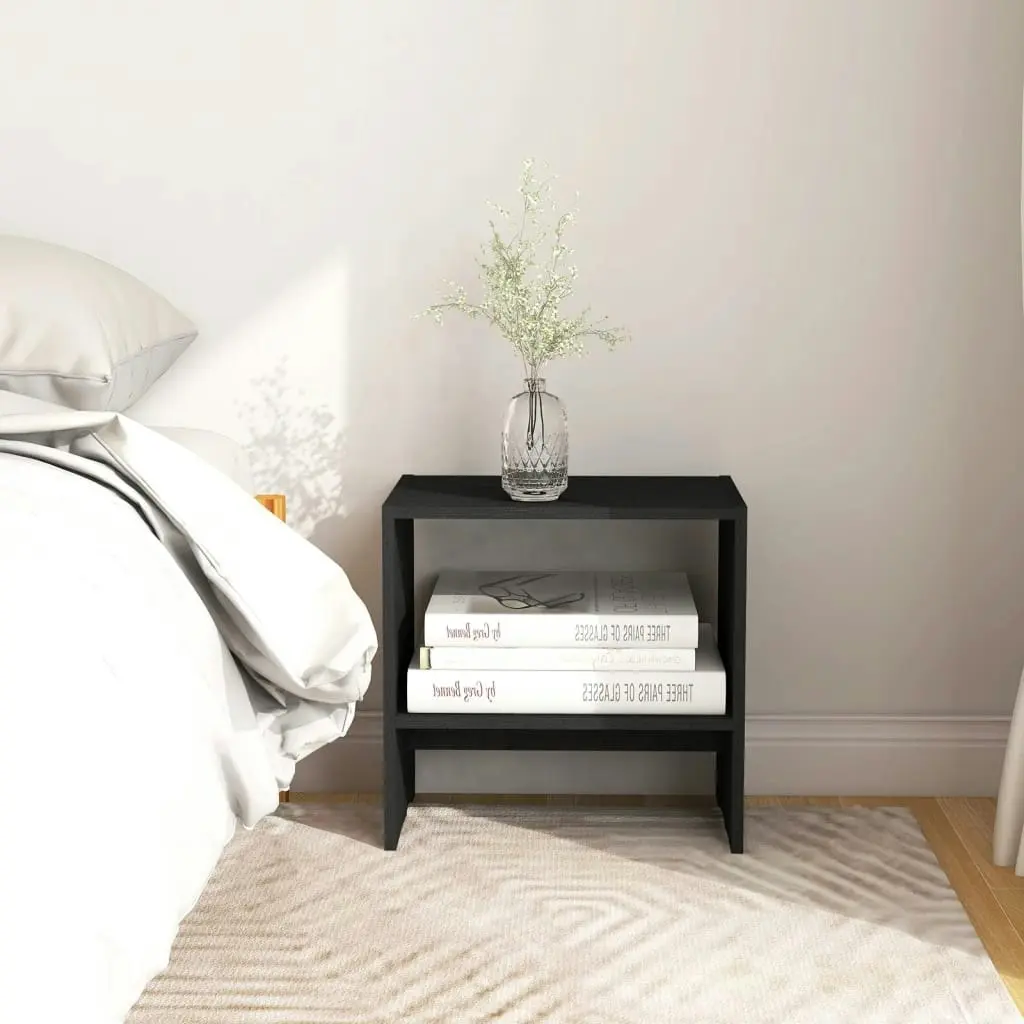 Bedside Cabinets 2 pcs Black 40x30.5x40 cm Solid Pinewood 808062