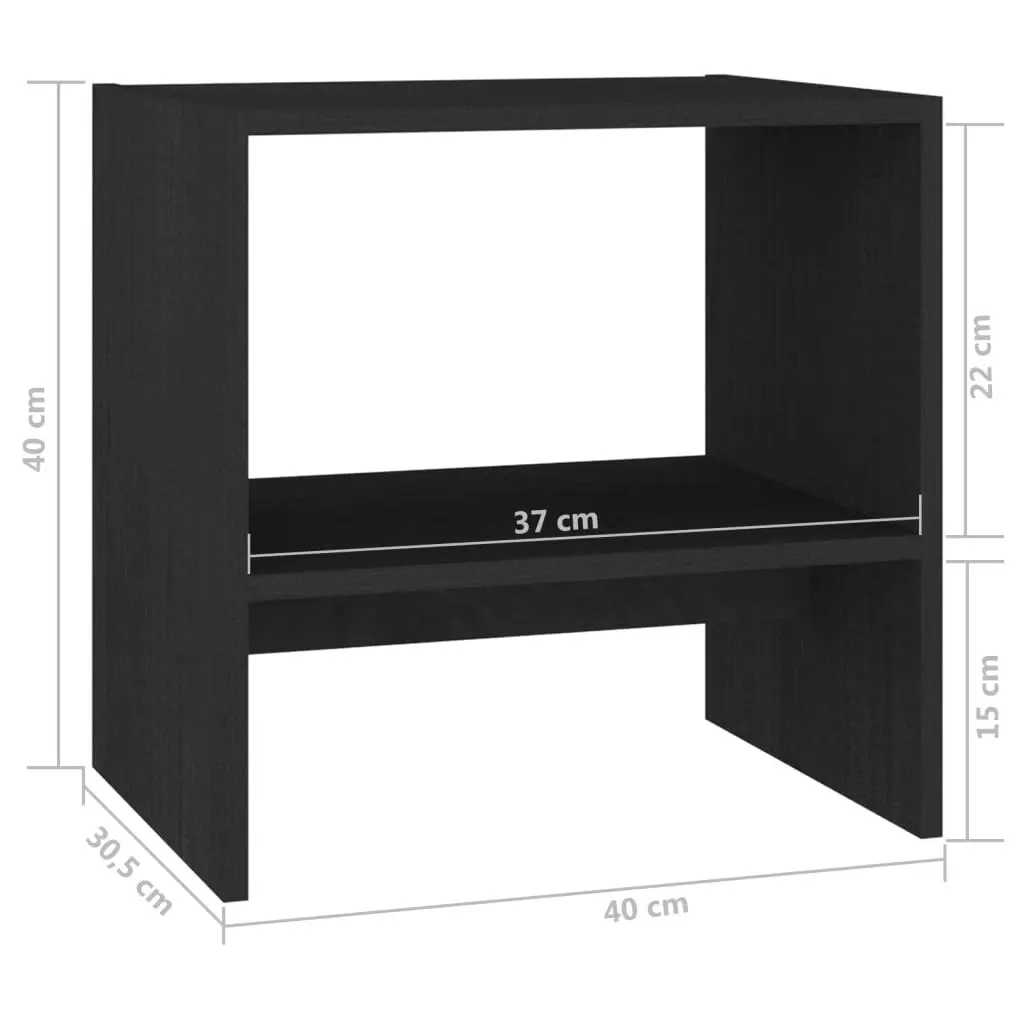 Bedside Cabinets 2 pcs Black 40x30.5x40 cm Solid Pinewood 808062