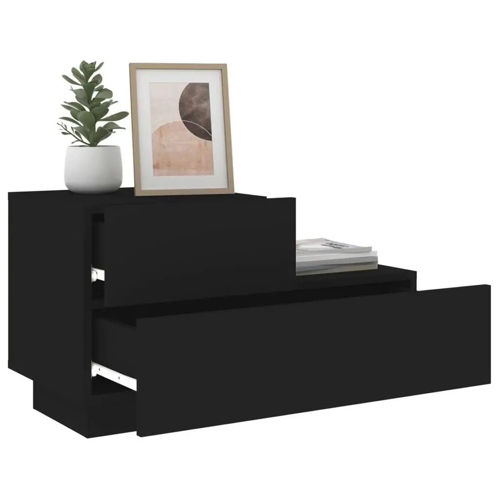 Bedside Cabinet with LED Lights Black 70x36x40.5 cm 836778