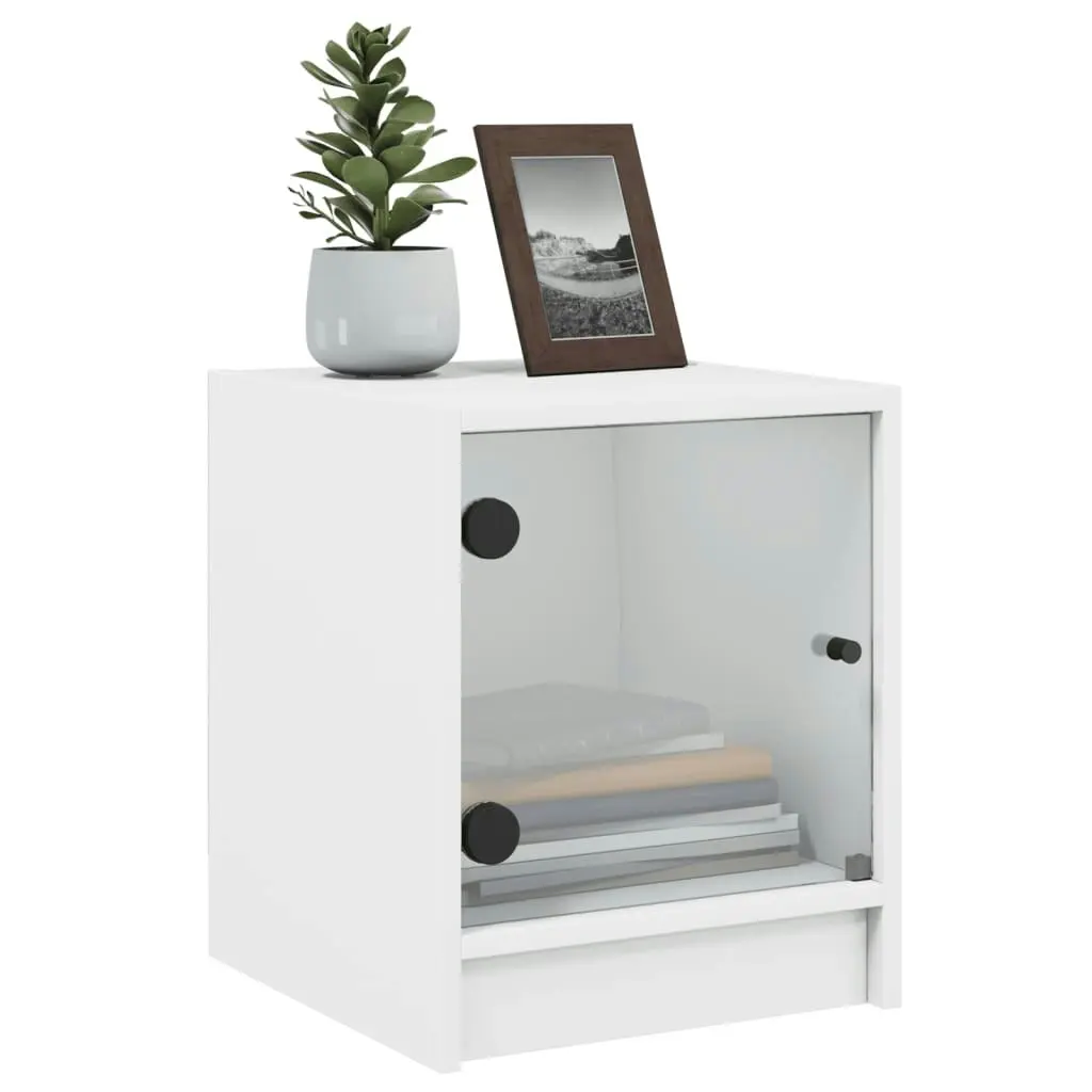 Bedside Cabinet with Glass Door White 35x37x42 cm 836343