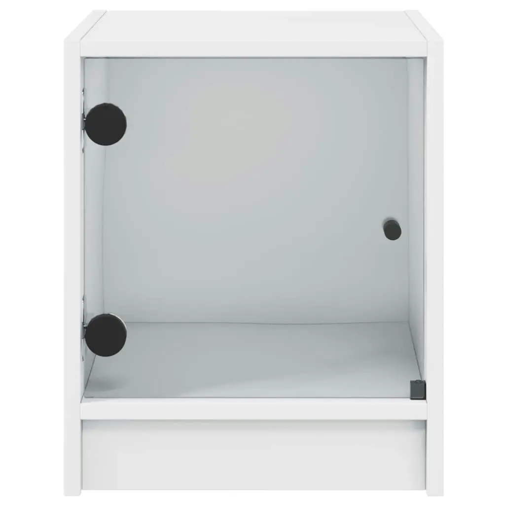 Bedside Cabinet with Glass Door White 35x37x42 cm 836343