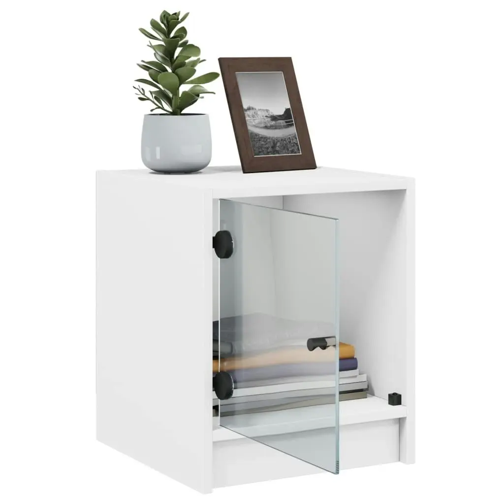 Bedside Cabinet with Glass Door White 35x37x42 cm 836343