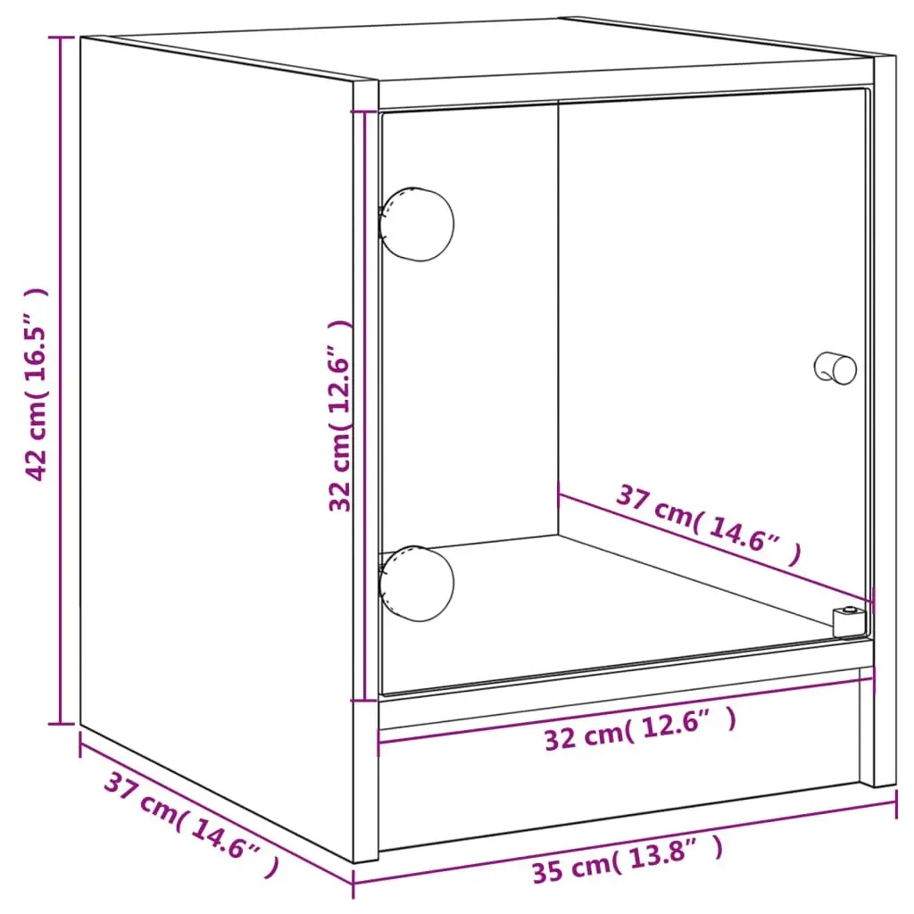 Bedside Cabinet with Glass Door White 35x37x42 cm 836343