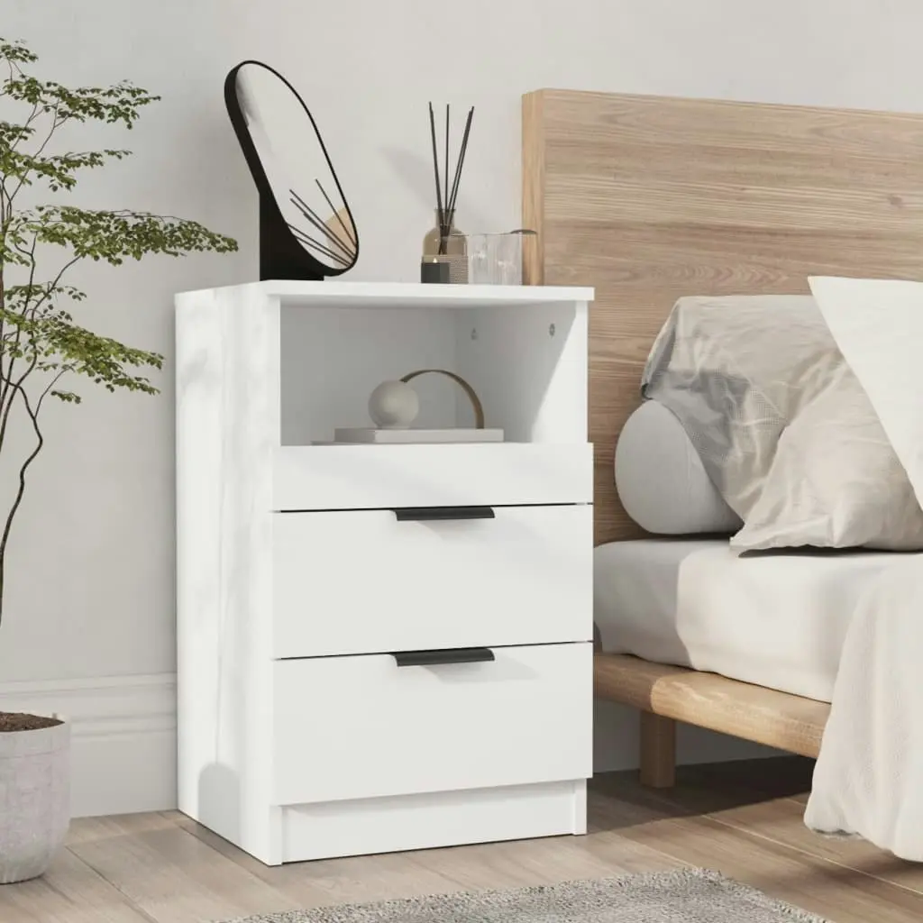 Bedside Cabinet White Engineered Wood 811232