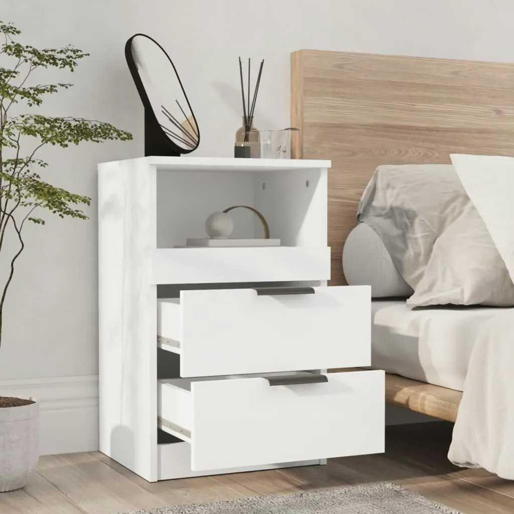 Bedside Cabinet White Engineered Wood 811232