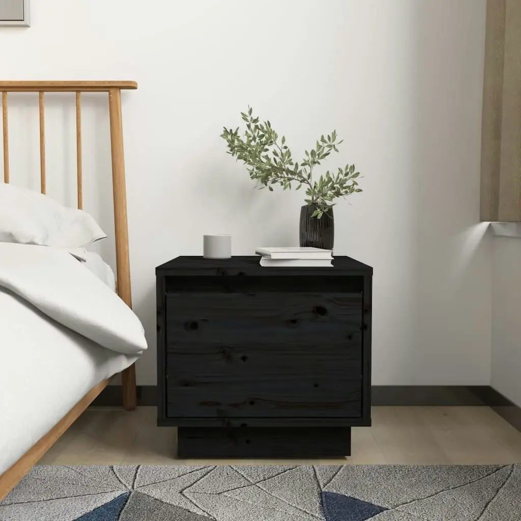 Bedside Cabinets 2 pcs Black 35x34x32 cm Solid Wood Pine 813404