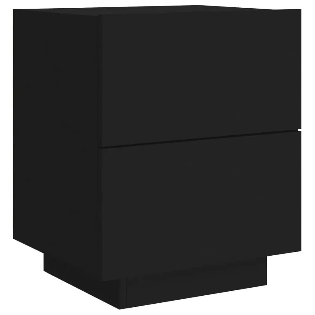 Bedside Cabinet with LED Lights Black Engineered Wood 836737