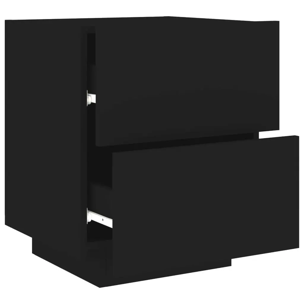 Bedside Cabinet with LED Lights Black Engineered Wood 836737