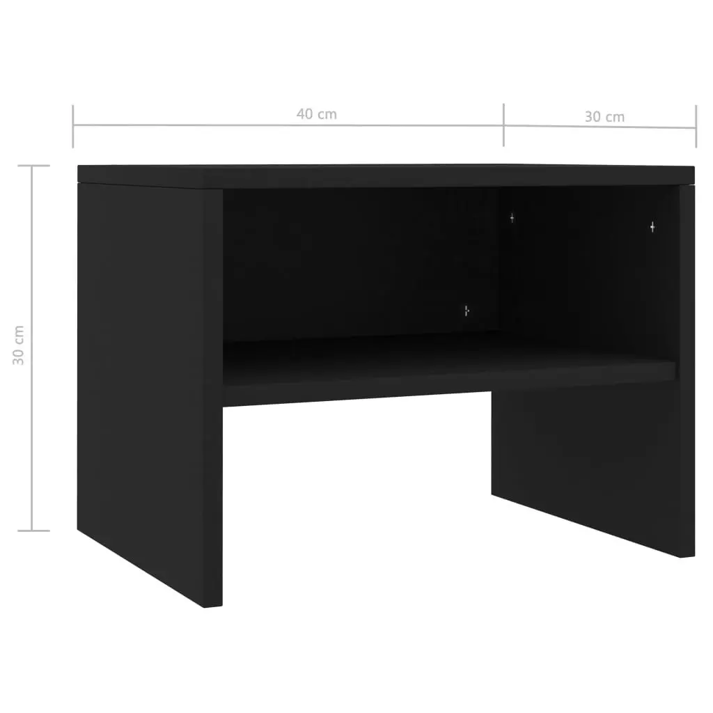 Bedside Cabinets 2 pcs Black 40x30x30 cm Engineered Wood 800066