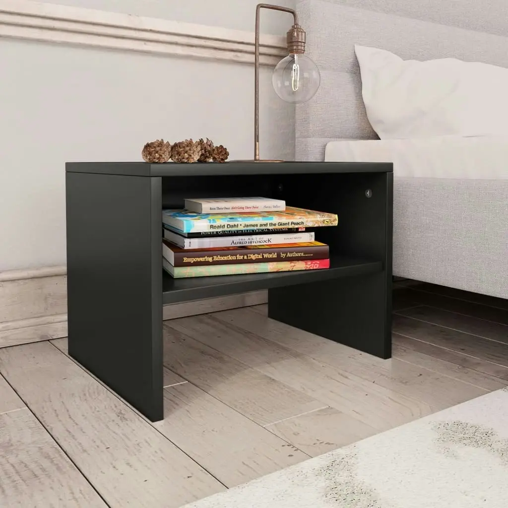 Bedside Cabinets 2 pcs Black 40x30x30 cm Engineered Wood 800066